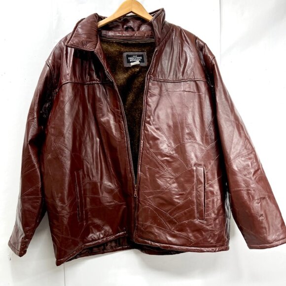 Haband Executive Division Leather Jacket  Patches  Stitch ChocoBrown Men 3X(J12) - Picture 9 of 11